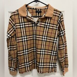 Burberry Beige and Black Plaid Shirt